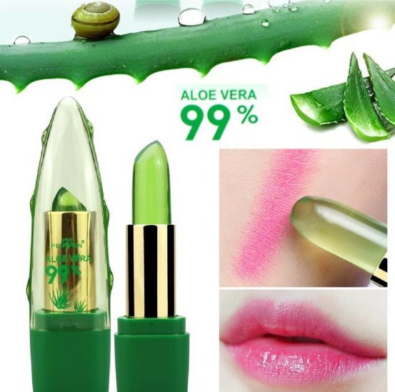 Aloe Vera Gel Color Changing Lipstick Gloss Moisturizer Anti - drying Desalination Fine - grain Lip Blam Care - Prettii