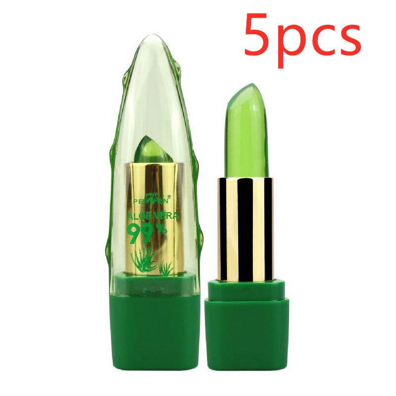 Aloe Vera Gel Color Changing Lipstick Gloss Moisturizer Anti - drying Desalination Fine - grain Lip Blam Care - Prettii