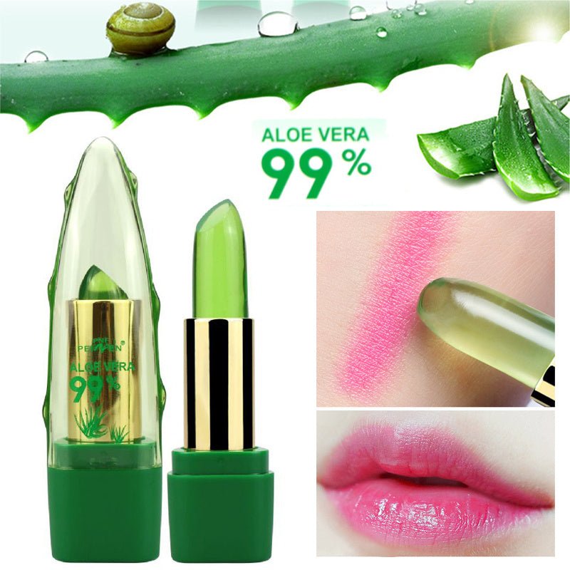 Aloe Vera Gel Color Changing Lipstick Gloss Moisturizer Anti - drying Desalination Fine - grain Lip Blam Care - Prettii