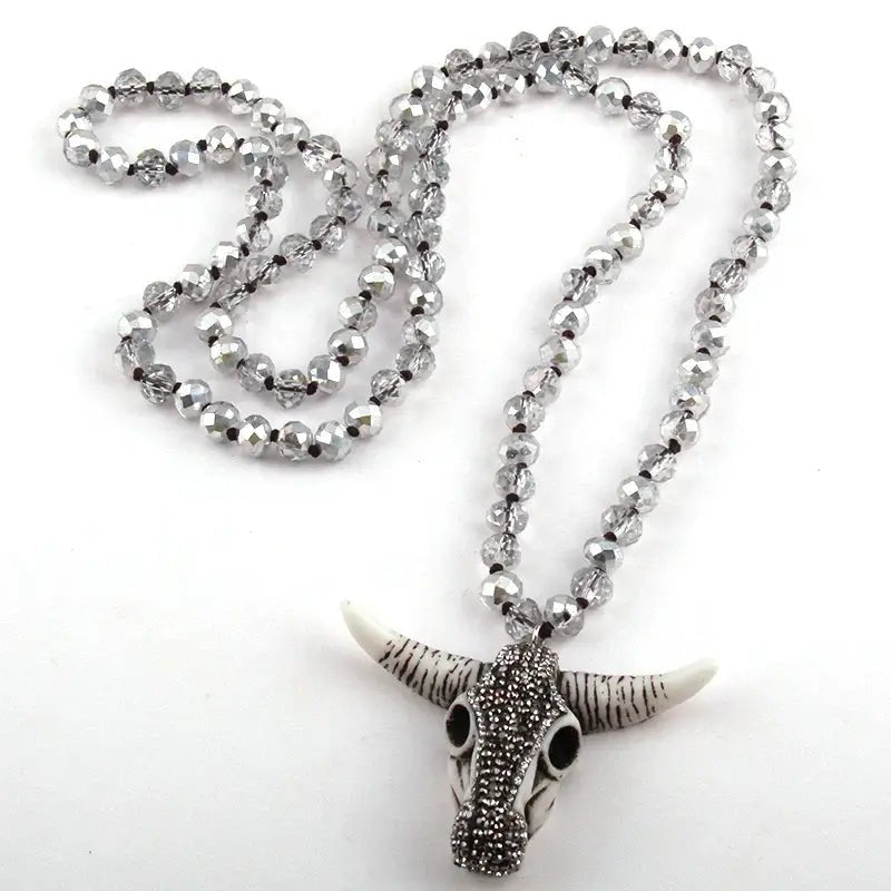 PAVED BULL HEAD NECKLACE - Prettii