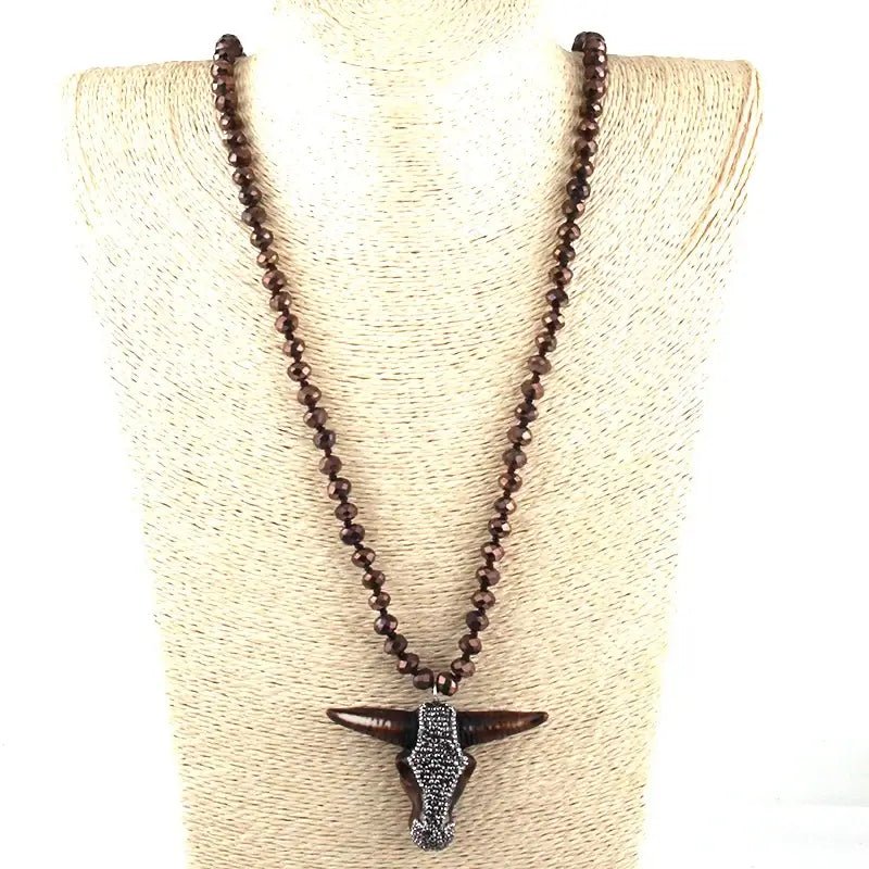 PAVED BULL HEAD NECKLACE - Prettii